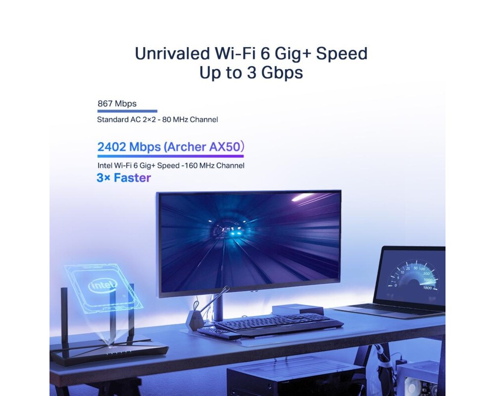 Рутер TP-Link Archer AX50 AX3000, 2.4/5 GHz, 574 - 2402 Mbps, 10/100/1000 4