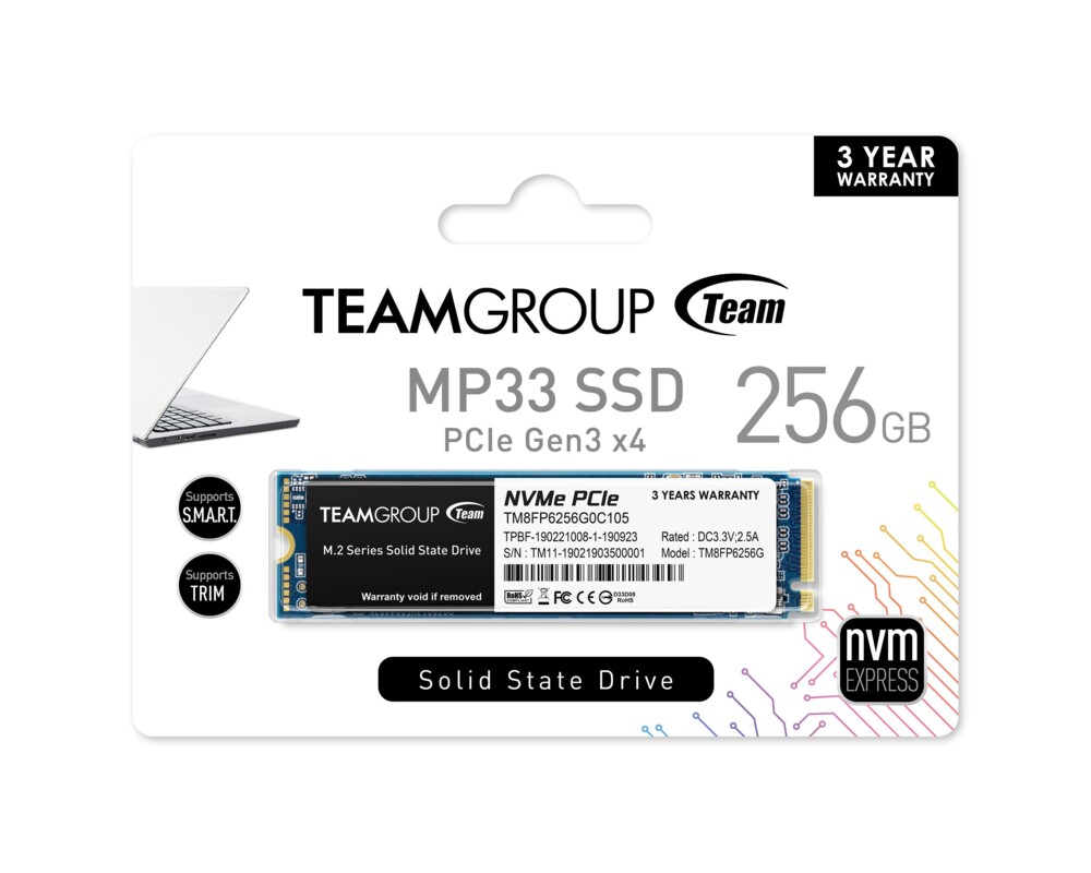 SSD 256GB Team Group MP33, M.2 2280 PCI-e 3.0 x4 NVMe 2