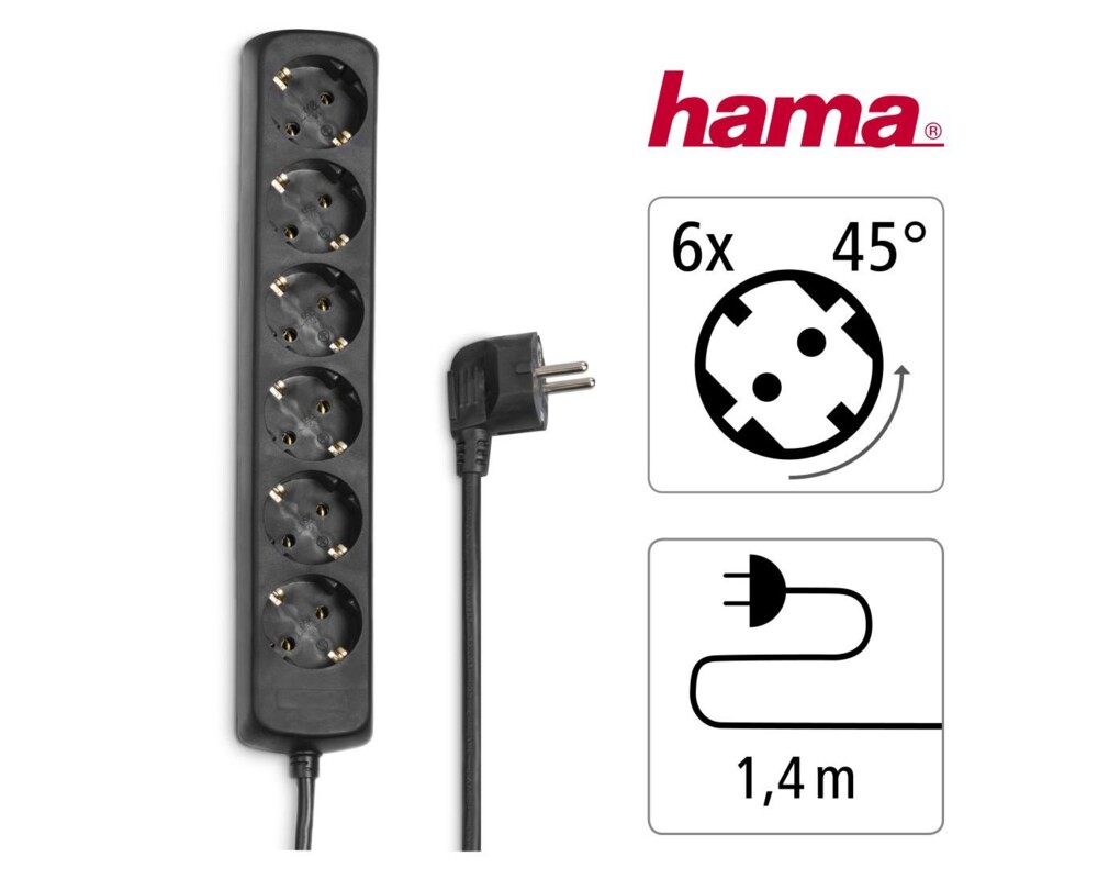 Разклонител HAMA, 6 гнезда, 30393 5