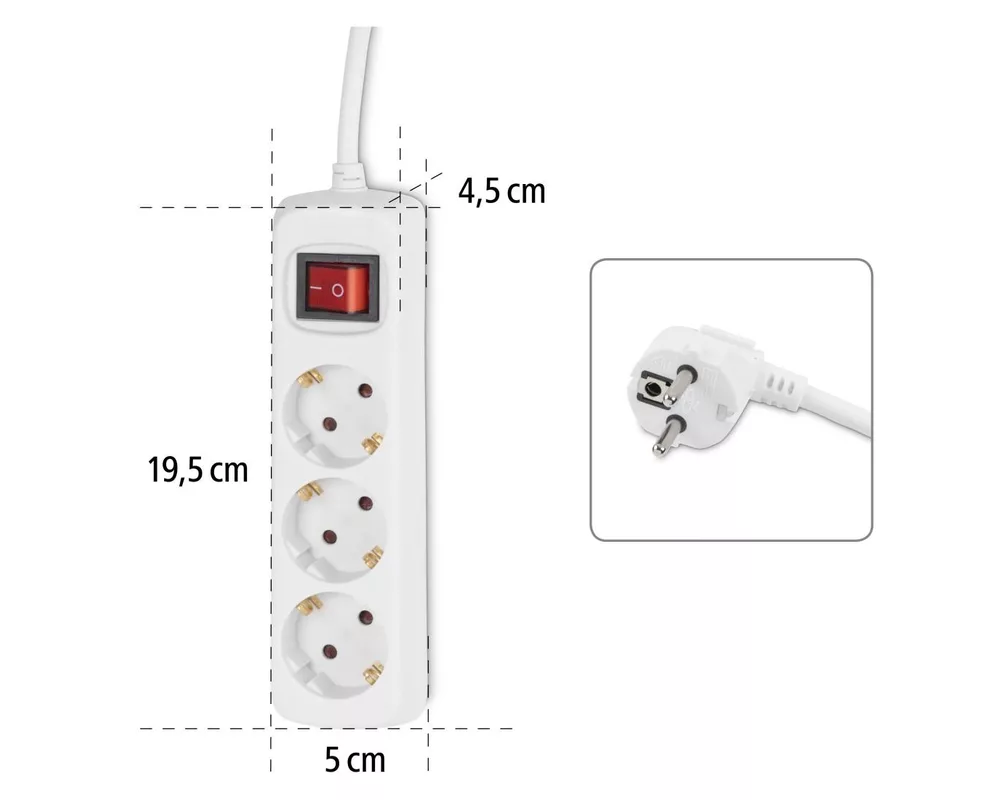 Разклонител HAMA, 3гнезда, 5м, 108815 5