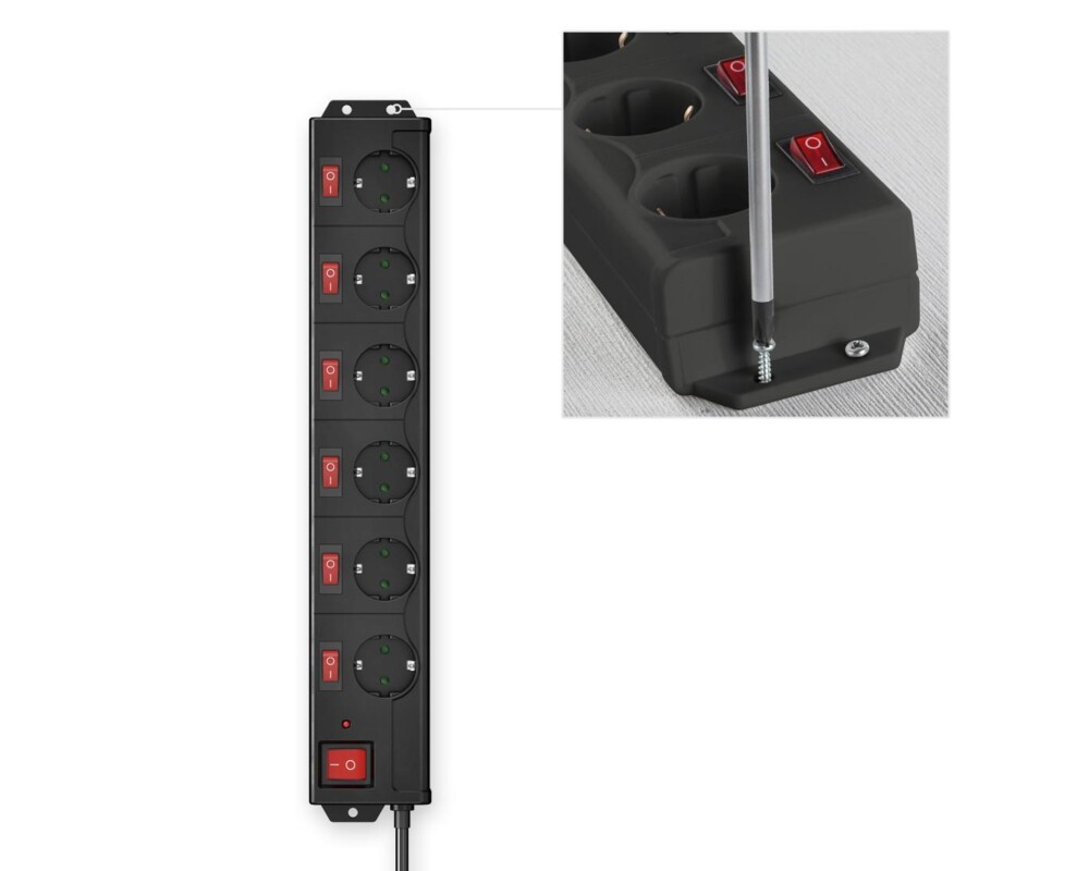 Разклонител HAMA 137259, 6 гнезда, 1.4м, индивидуални превключватели, Черен 22