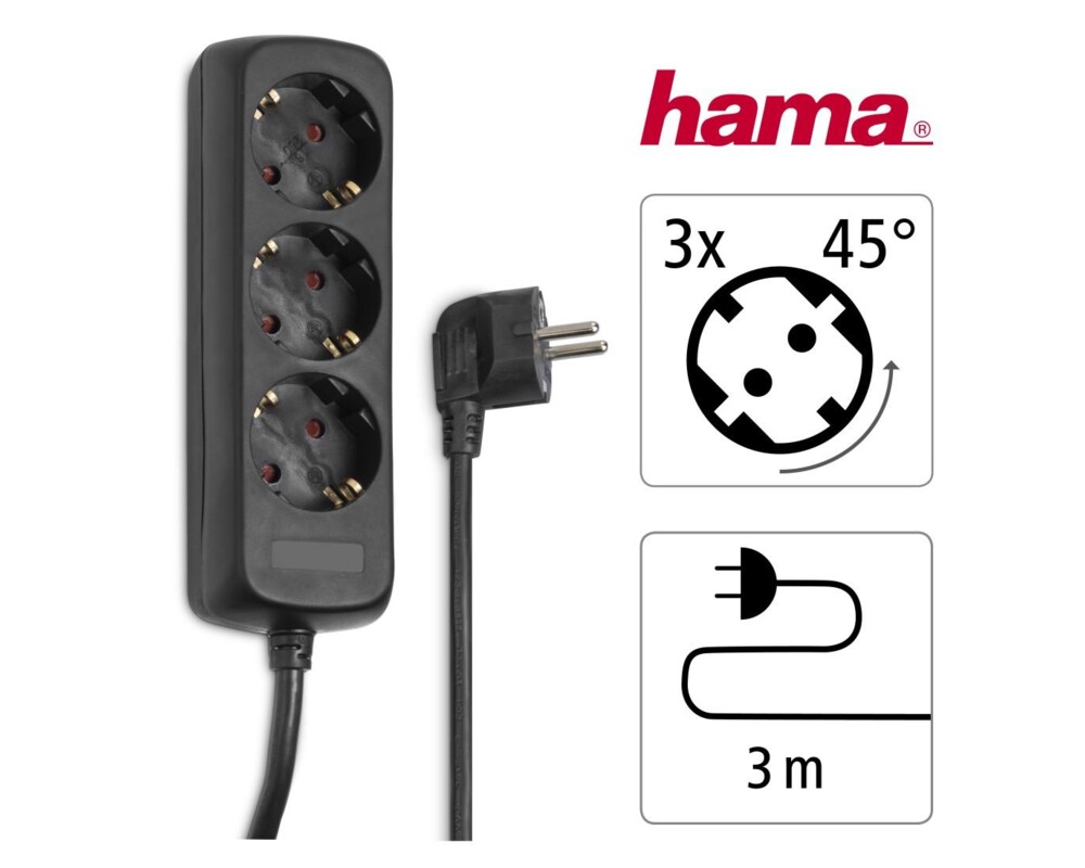 Разклонител HAMA, 3 гнезда, 108841 7