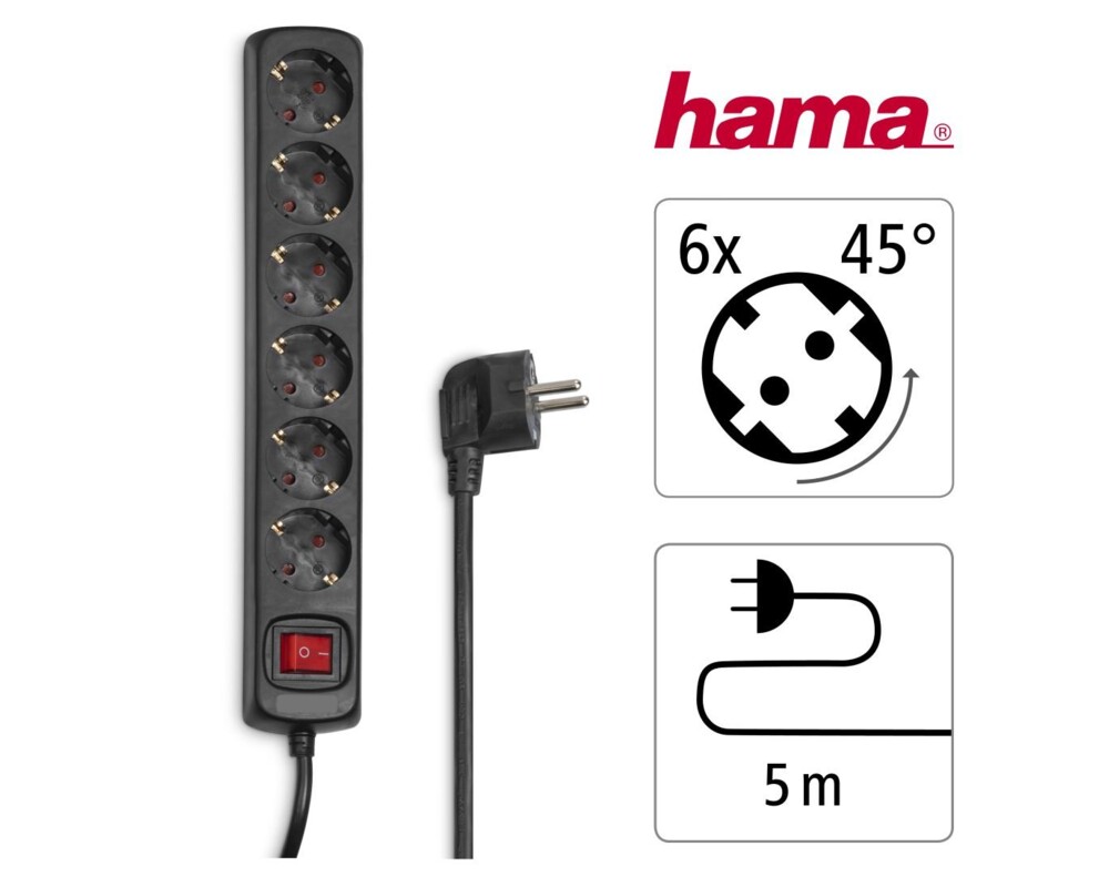 Разклонител със 6 гнезда HAMA, 5м, 137266 7