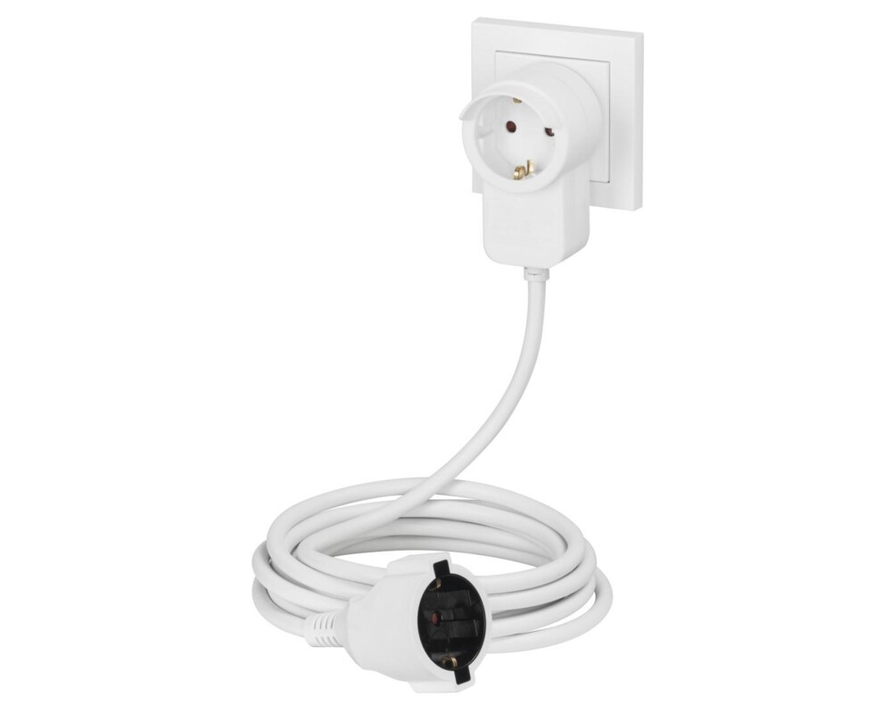 Разклонител Удължителен кабел HAMA Powerplug, Шуко мъжко, Шуко женско, Допълнителен контакт, 3.0 m, Бял 2