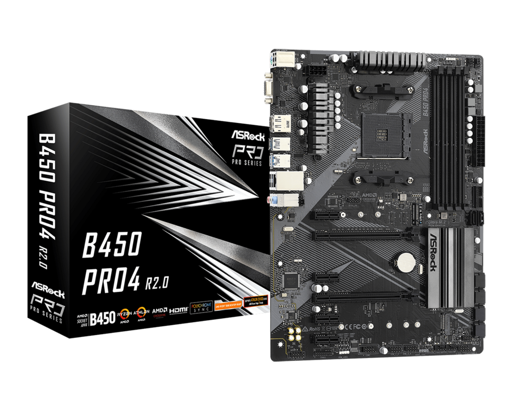 Дънна платка ASROCK B450 PRO4 R2.0 /AM4 16