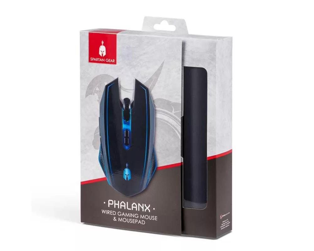 Мишка Геймърски комплект Spartan Gear Phalanx, мишка, пад за мишка, черен 3