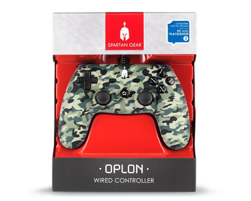 Джойстици и Геймпадове Жичен Spartan Gear Oplon, за PC и PS3, Green Camo 4