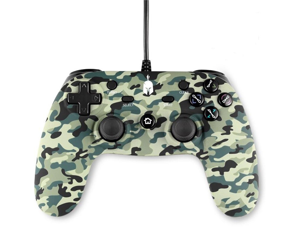 Джойстици и Геймпадове Жичен Spartan Gear Oplon, за PC и PS3, Green Camo 2