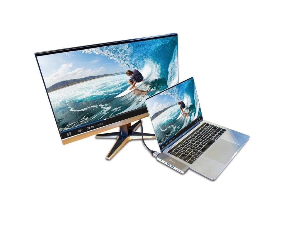 USB хъб Докинг станция j5 create JCD382, за MacBook Pro, USB-C, Сребрист 4