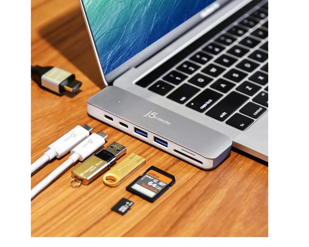 USB хъб Докинг станция j5 create JCD382, за MacBook Pro, USB-C, Сребрист 5