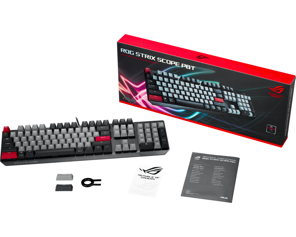 Клавиатура Asus ROG Strix Scope PBT, Cherry MX Red Switches, PBT Капачки 7