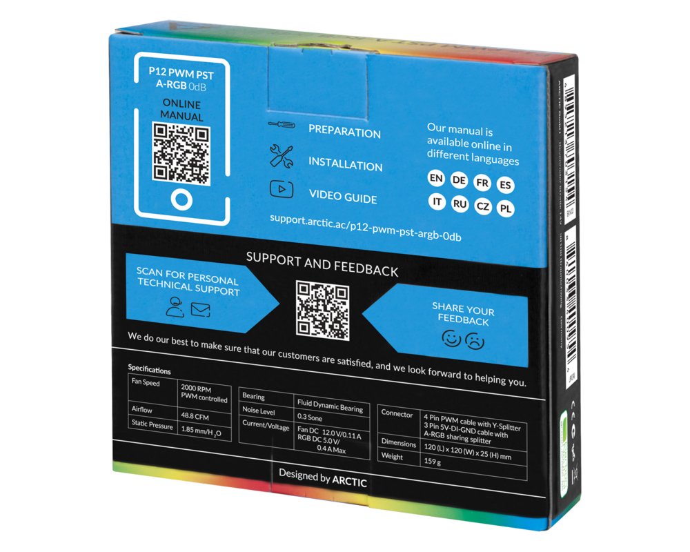 Вентилатор ARCTIC P12 Black A-RGB 120mm 6