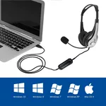 Слушалки Ewent EW3565, Микрофон, USB, 2.1м кабел, Сив/Черен 4