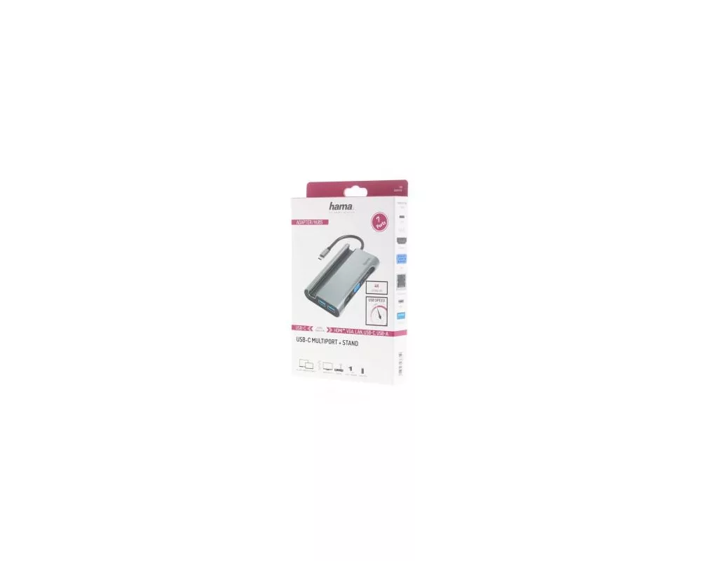 Докинг станция Докинг станция 7 в 1 HAMA, 3 x USB-A 3.2, HDMI, VGA, Ethernet, USB-C (PD), Сива 2