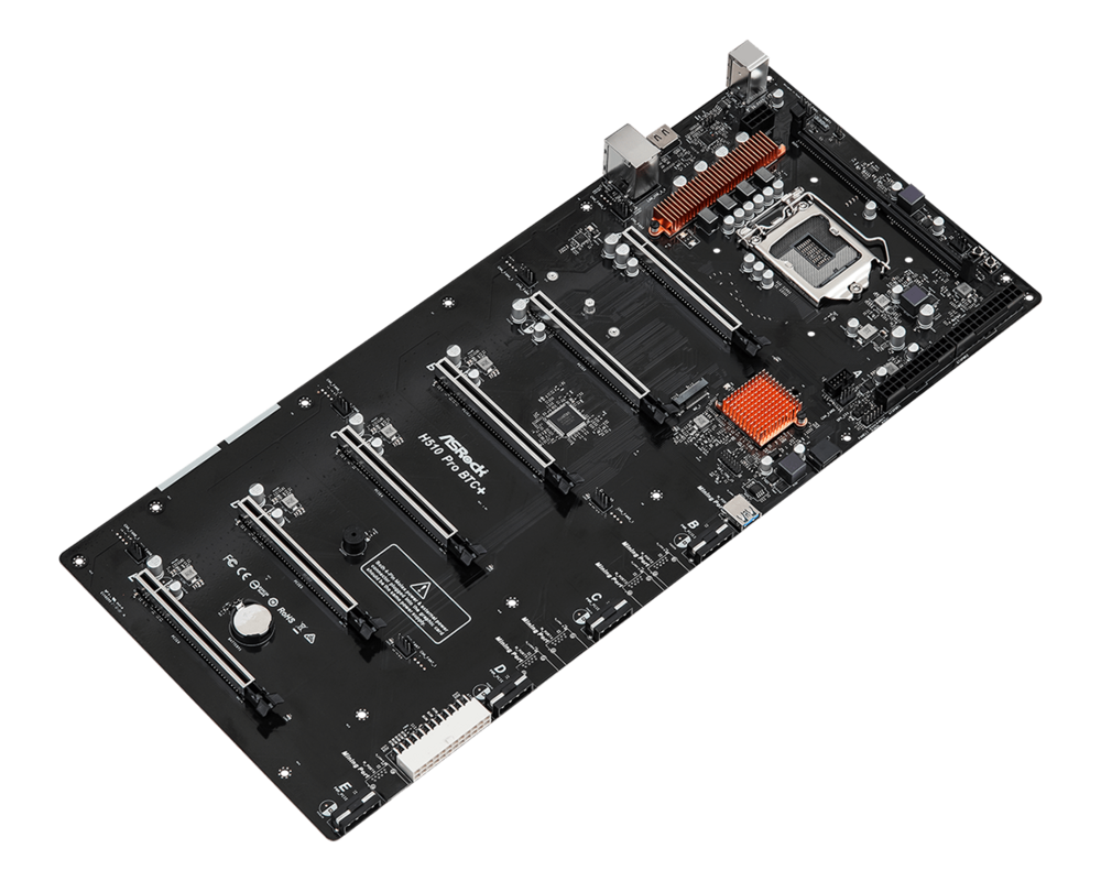 Дънна платка ASRock H510 Pro BTC+, LGA1200, 6 PCIe 3.0 x16, 1 Mining Port 3