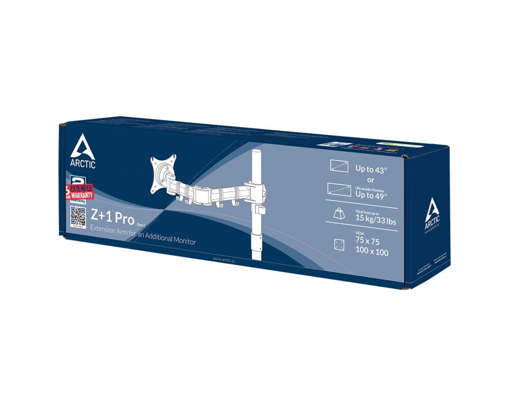 Стойка ARCTIC Z+1 PRO (Gen 3), За 1 допълнителен монитор към Z Pro 8