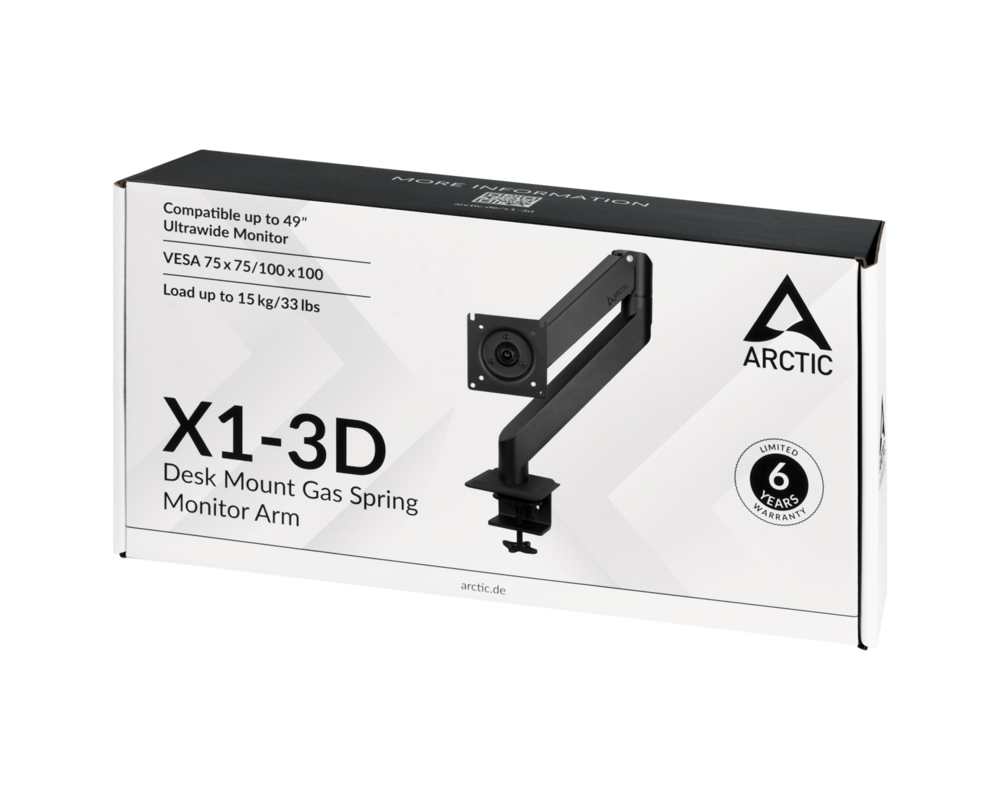 Стойка ARCTIC X1-3D, Регулируема, 13"-43", 10 кг, Черен 8