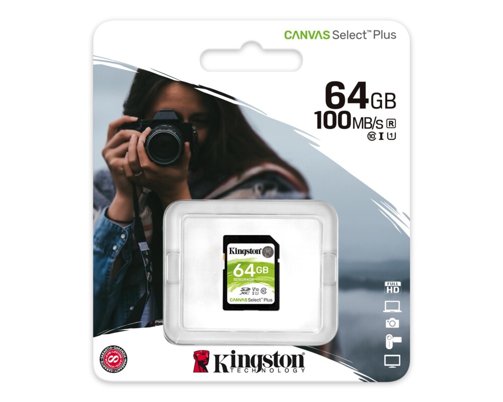 Флаш карта KINGSTON 64GB SDXC Canvas Select Plus 100R C10 UHS-I U1 V10 2