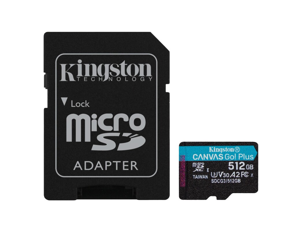 Флаш карта KINGSTON 512GB microSDXC Canvas Go Plus 170R A2 U3 V30 Card + ADP 2