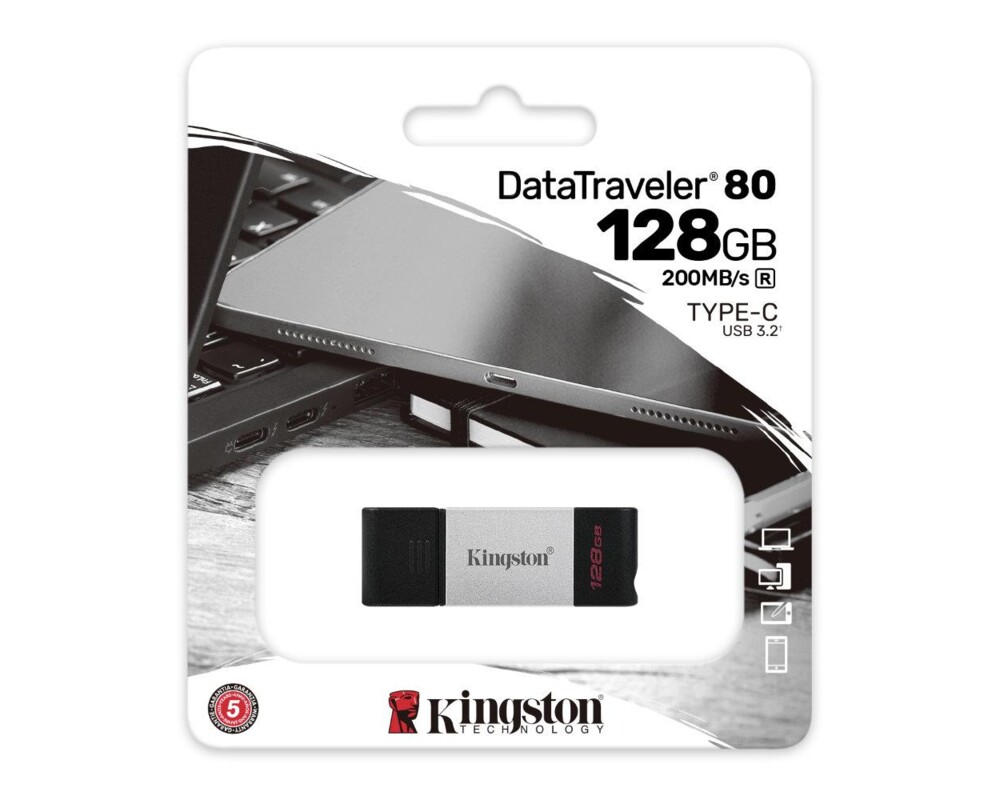 Флаш памет KINGSTON 128GB USB-C 3.2 Gen1 DataTraveler 80 5