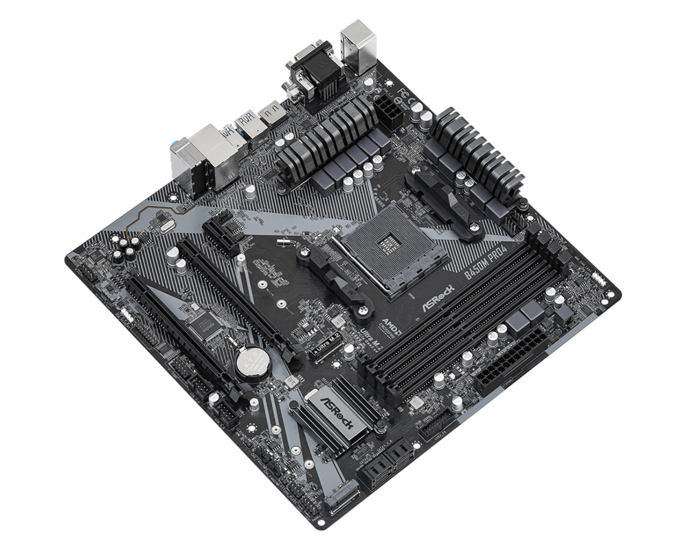 Дънна платка ASROCK B450M PRO4 R2.0 AM4 4xDDR4 4xSATA 1xM.2 mATX 11