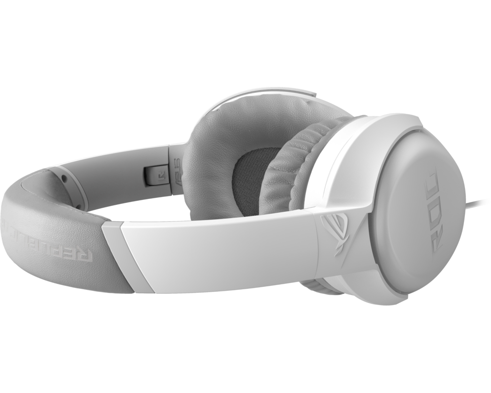 Слушалки ASUS ROG Strix Go Core Moonlight White Wired Gaming Headset Discord Certified Mic Hi-Res Audio 40mm Drivers Lightweight 3.5mm 3