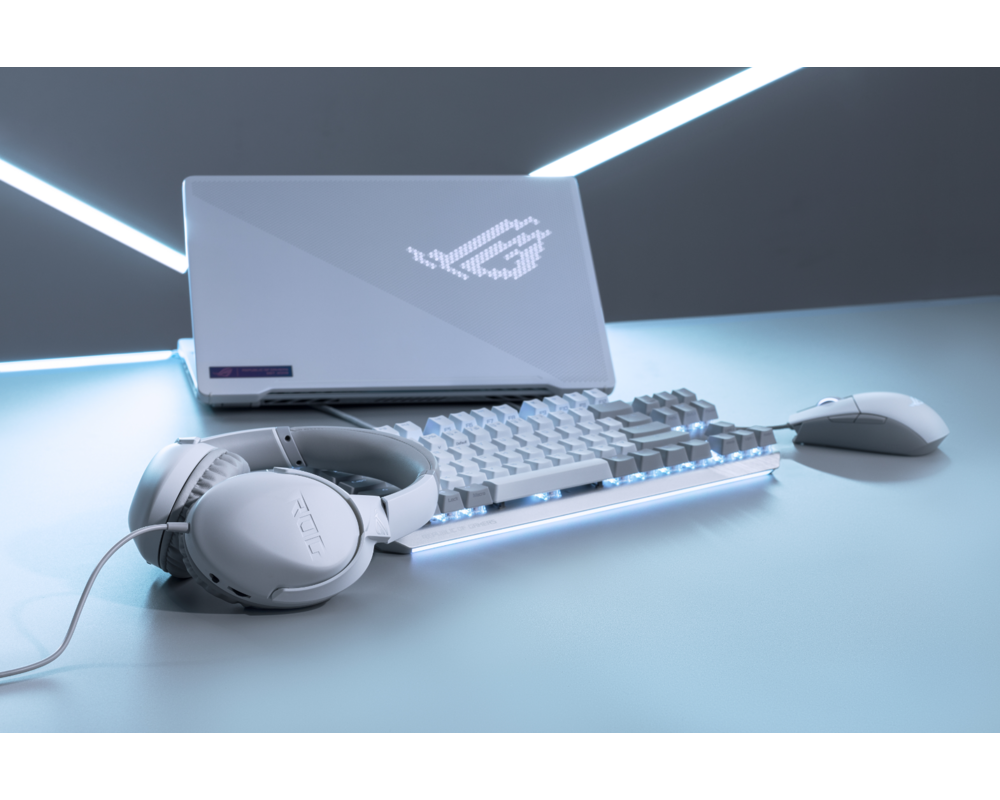 Слушалки ASUS ROG Strix Go Core Moonlight White Wired Gaming Headset Discord Certified Mic Hi-Res Audio 40mm Drivers Lightweight 3.5mm 11