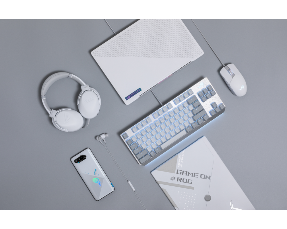 Слушалки ASUS ROG Strix Go Core Moonlight White Wired Gaming Headset Discord Certified Mic Hi-Res Audio 40mm Drivers Lightweight 3.5mm 12