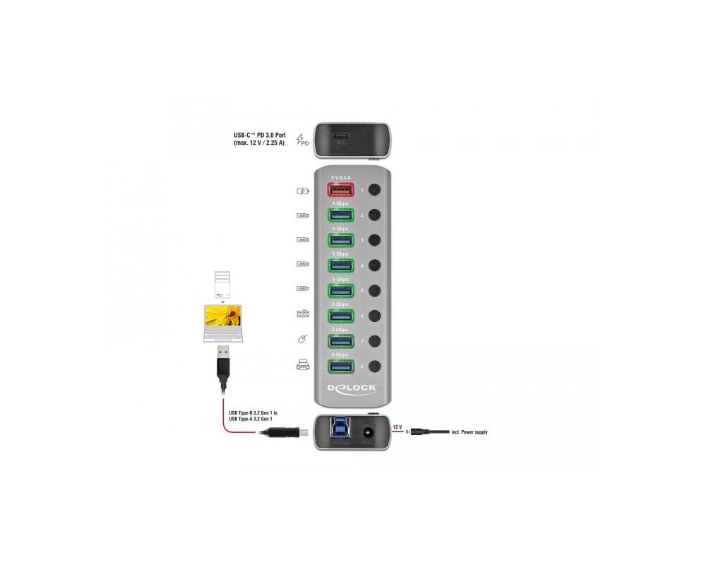 USB хъб , 9 порта, DELOCK 63264 4
