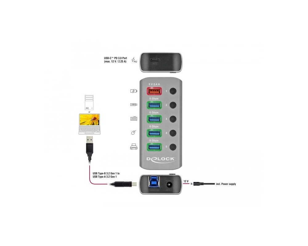 USB хъб , 7-портов, DELOCK-63263 9