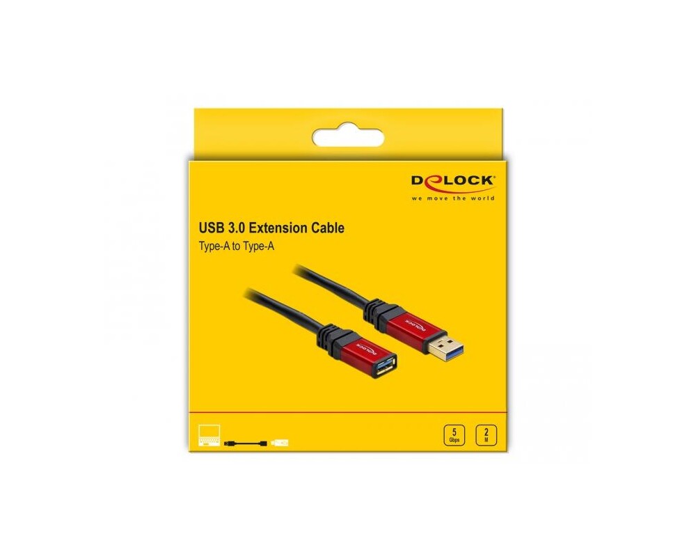 Адаптери Удължителен кабел Delock USB-A мъжко - USB-А женско, 2 м, Premium, Екраниран, Черен 4