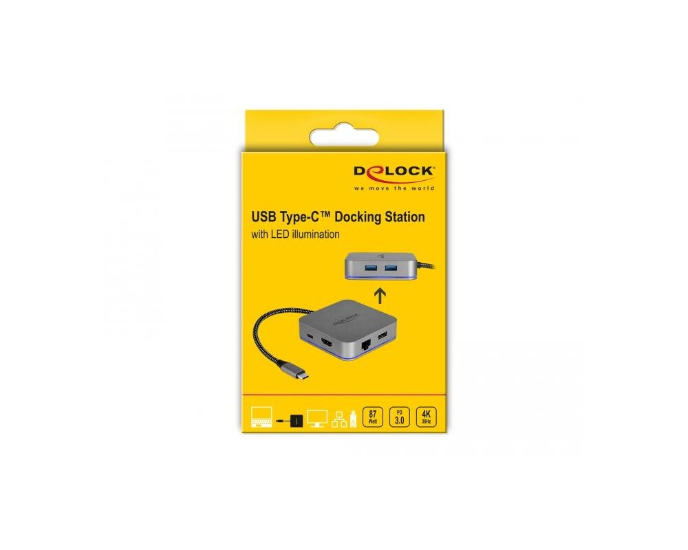 Докинг станция Докинг станция Delock, USB-A, USB-C, HDMI, Gigabit LAN, PD, Подсветка, Сива 5
