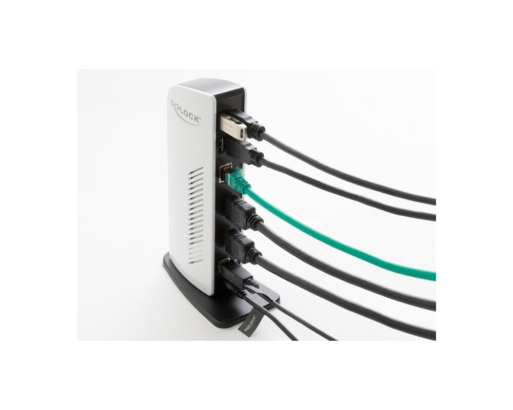 Докинг станция Докинг станция Delock, За MacBook, HDMI Full-HD, USB 3.2, LAN, Audio, Черен/Бял 3