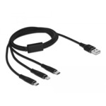 <span>Кабел</span> за зареждане Delock 3 в 1, USB - Lightning Micro USB- USB-C, 1м, Черен <span class='catalog-num-in-name'>DELOCK-87155</span> - 