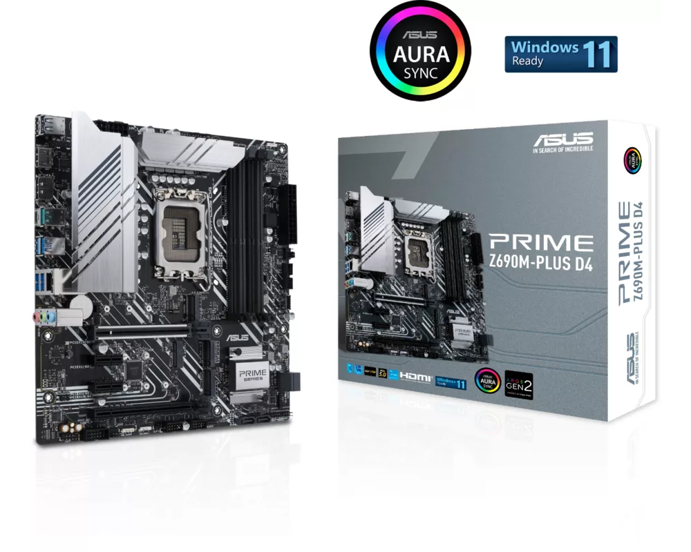 Дънна платка ASUS PRIME Z690M-PLUS D4, LGA 1700, mATX, DDR4, Aura Sync RGB 9