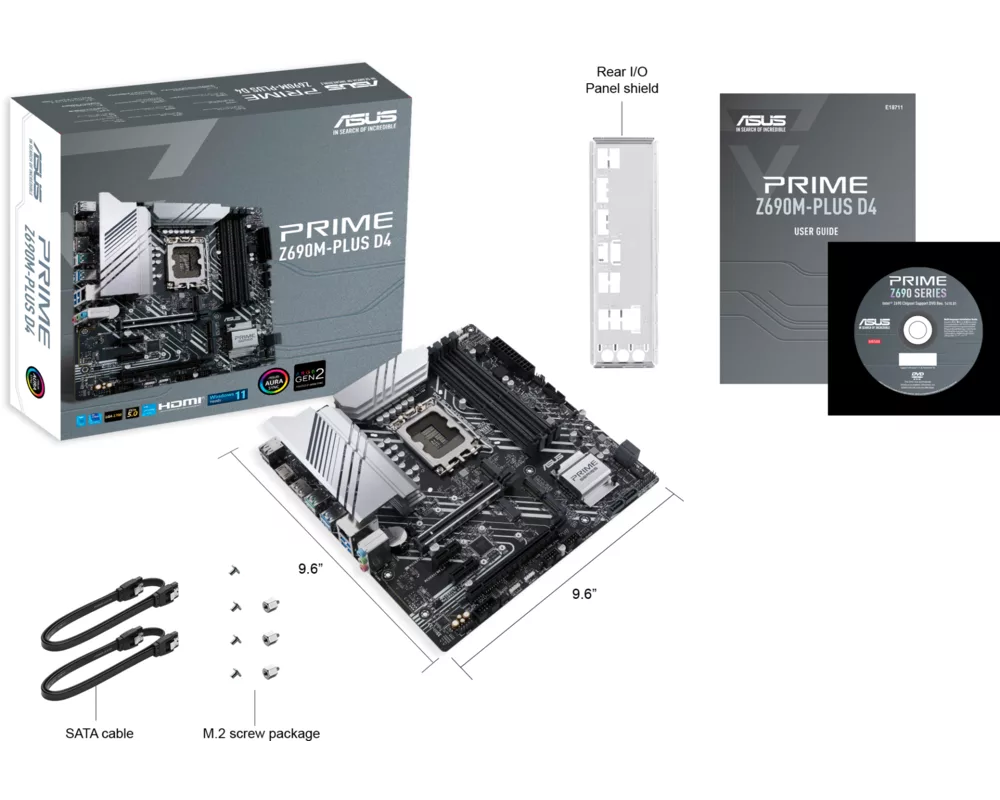 Дънна платка ASUS PRIME Z690M-PLUS D4, LGA 1700, mATX, DDR4, Aura Sync RGB 8