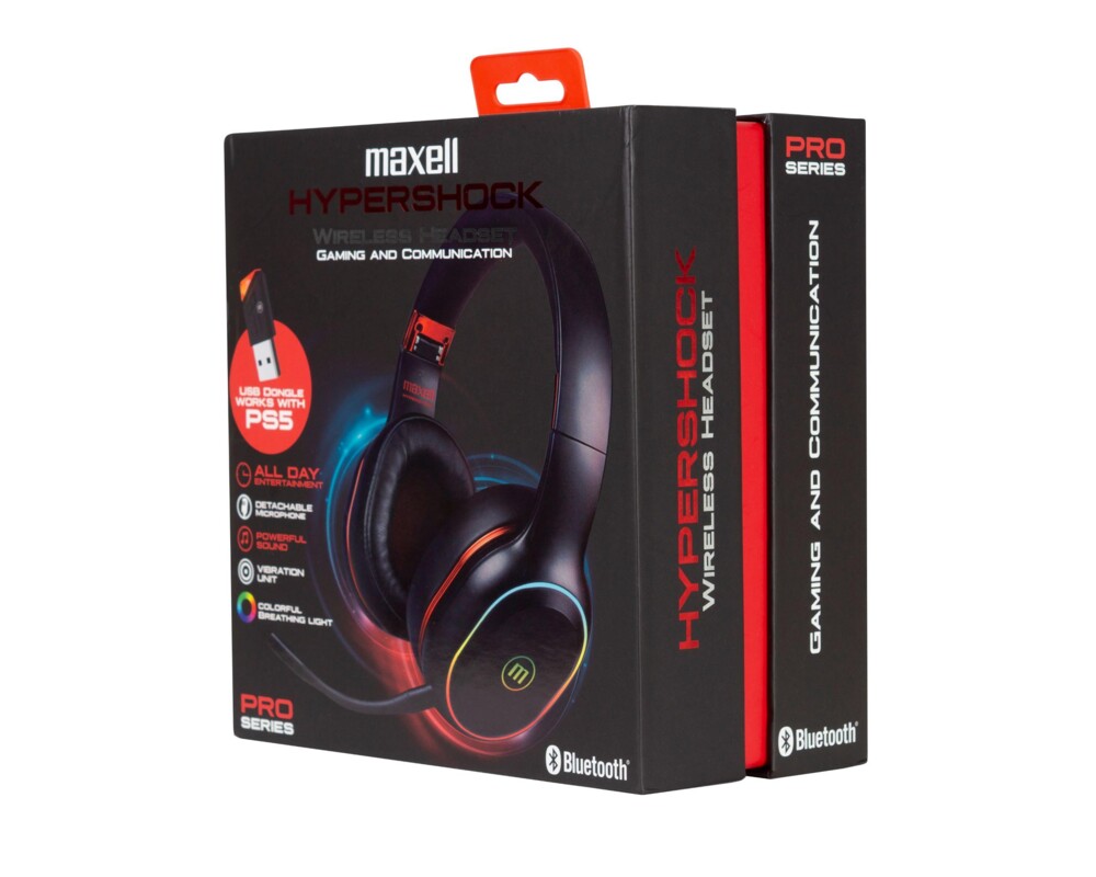 Слушалки Геймърски слушалки Maxell HYPERSHOCK, Bluetooth, Микрофон, Подсветка, Черен 4