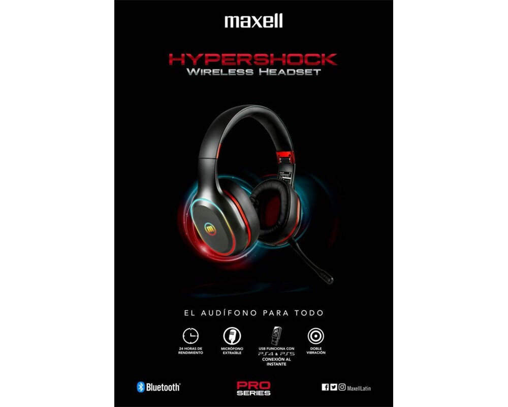 Слушалки Геймърски слушалки Maxell HYPERSHOCK, Bluetooth, Микрофон, Подсветка, Черен 5