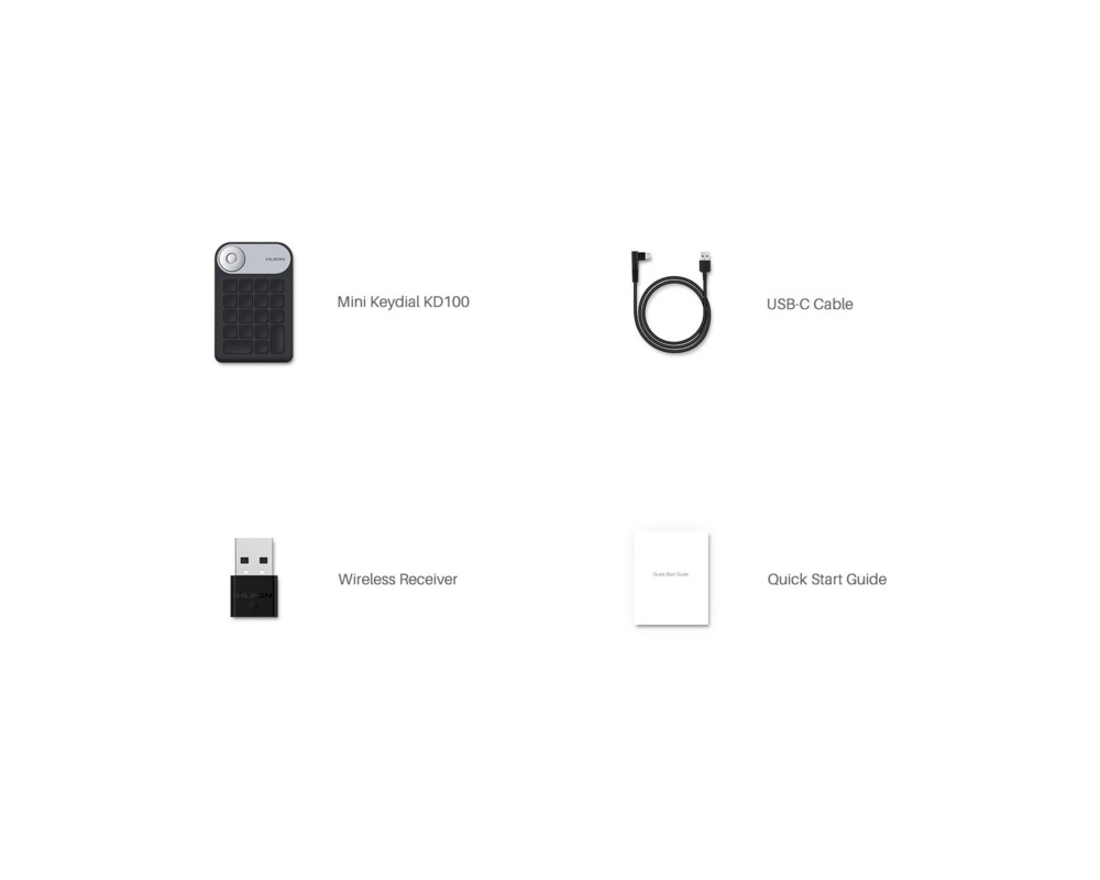 Графичен таблет Безжична мини клавиатура за графичен таблет HUION Keydial KD100 8