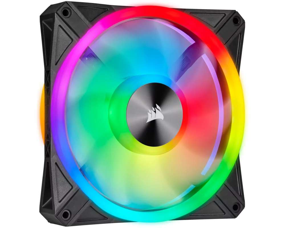 Вентилатор и Corsair iCUE QL140 RGB PWM, 2 Fan комплект, с включен контролер Lightning Node CORE, Черен 4