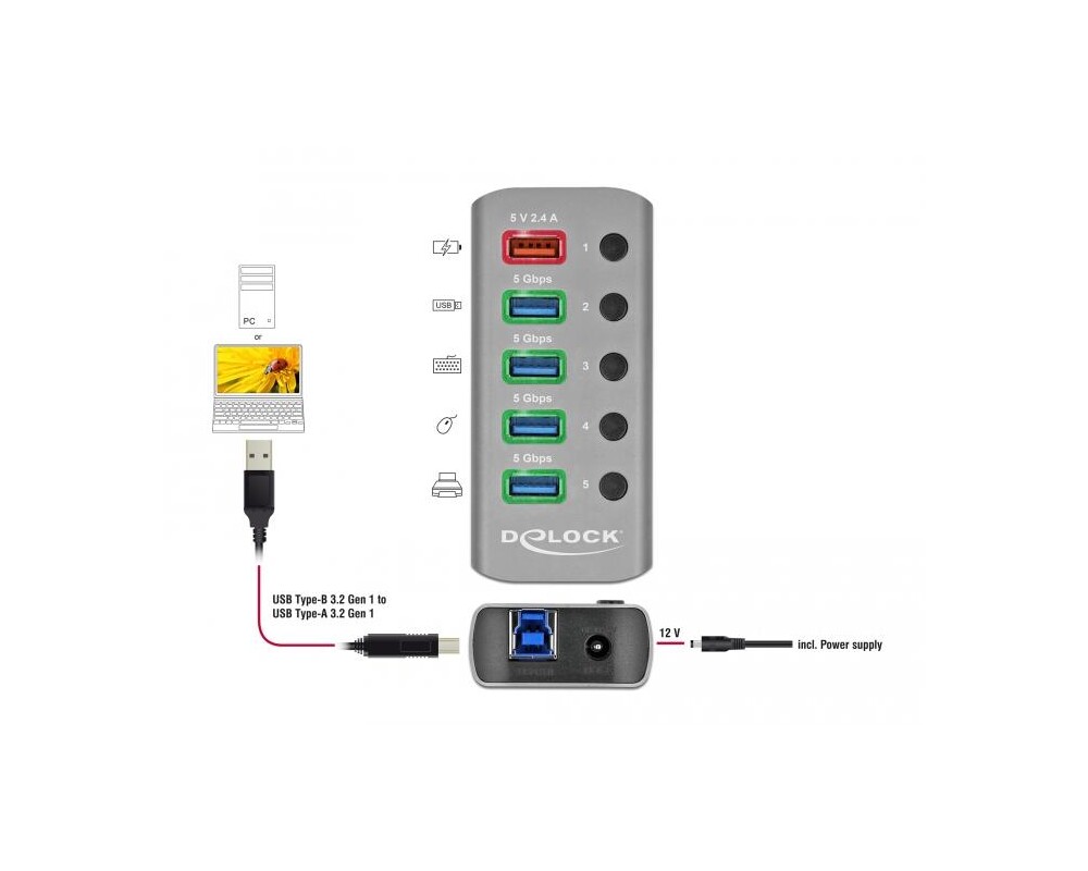 USB хъб , 4 порта, DELOCK-63262 4