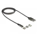 <span>Кабел</span> за зареждане Delock 3 в 1, USB-A мъжко - 8 Pin / Micro USB / USB Type-C, 1м, Черен <span class='catalog-num-in-name'>DELOCK-85705</span> - 