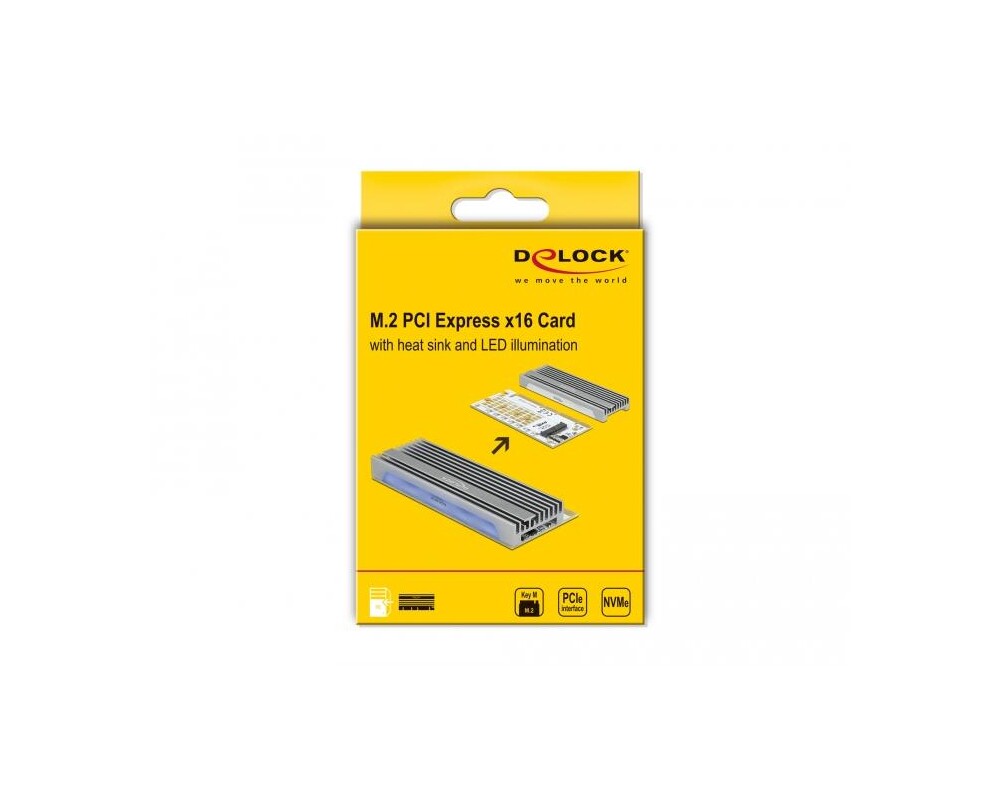 Контролер PCI Express x16 (x1 / x4 / x8) карта Delock, за M.2 NVMe M.2 Key M, RGB LED 6
