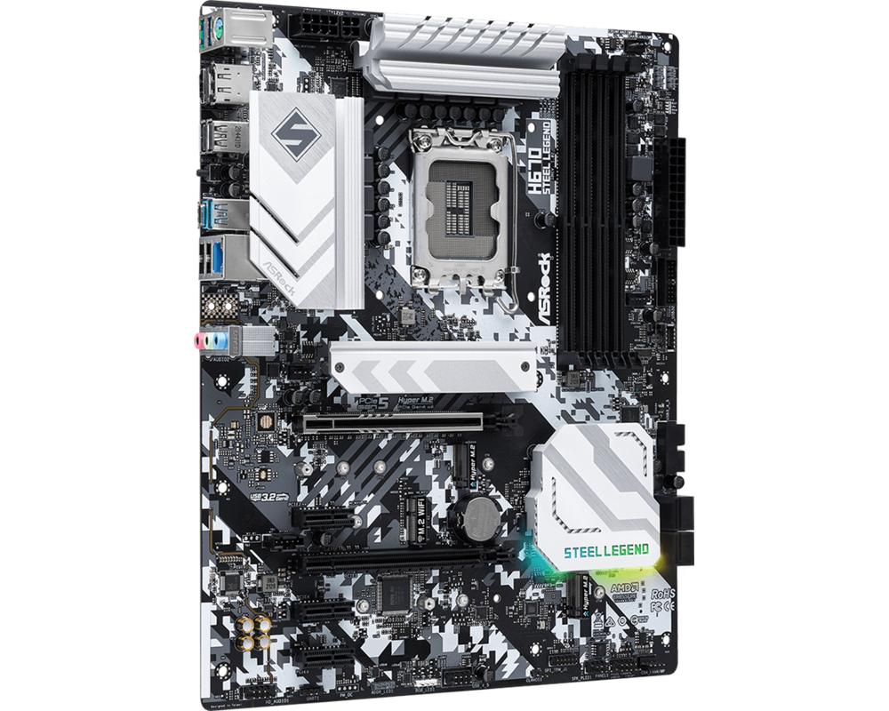 Дънна платка ASROCK H670 Steel Legend LGA1700 4x DDR4 DIMM HDMI DP 1xPCIe 5.0 x16 1xPCIe 4.0 x16 3xPCIe 3.0 x1 4