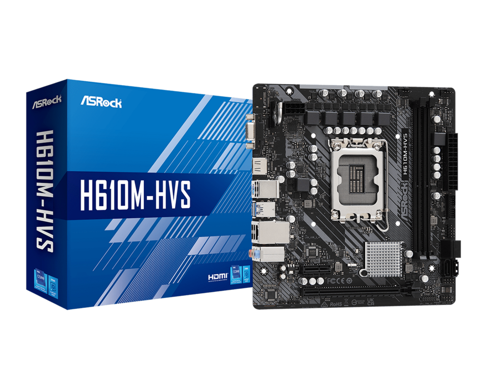Дънна платка ASROCK H610M-HVS LGA1700 2x DDR4 DIMM HDMI D-Sub 1xPCIe 4.0 x16 1xPCIe 3.0 x1 13