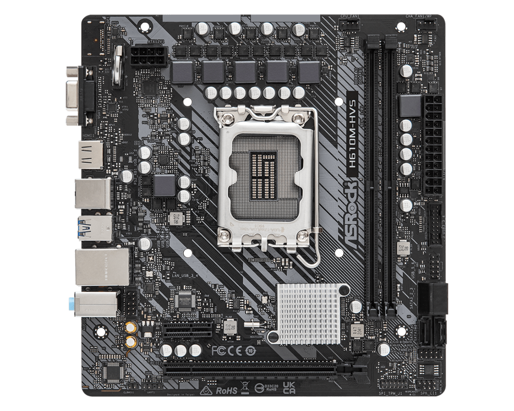 Дънна платка ASROCK H610M-HVS LGA1700 2x DDR4 DIMM HDMI D-Sub 1xPCIe 4.0 x16 1xPCIe 3.0 x1 9
