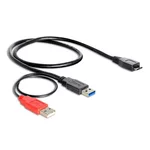 <span>Кабел</span> Delock Y-cable, USB-A мъжко - USB 3.0 Micro-B мъжко, (USB 3.0), USB-A(power), 5 GBit/s, Черен <span class='catalog-num-in-name'>DELOCK-82909</span> - 