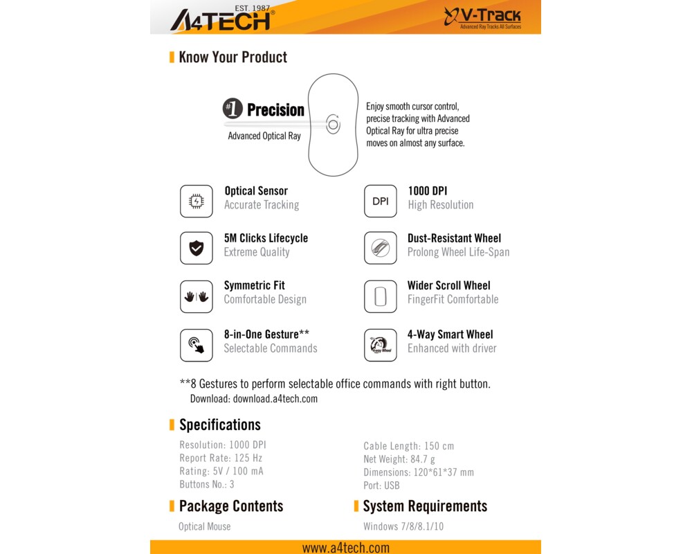 Мишка A4 OP-330S USB BLACK 5