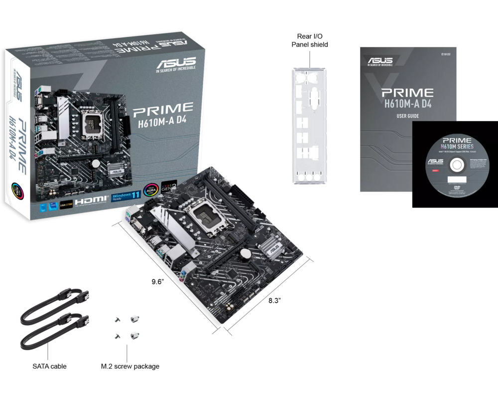 Дънна платка ASUS PRIME H610M-A D4, LGA 1700 mATX, 2x DDR4, Dual M.2, Aura Sync RGB 7