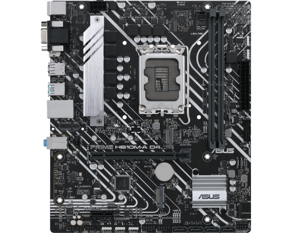 Дънна платка ASUS PRIME H610M-A D4, LGA 1700 mATX, 2x DDR4, Dual M.2, Aura Sync RGB